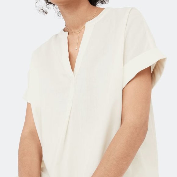 Madewell Ivory Colored Philly Popover Shirt in Kapok - Picture 3 of 9